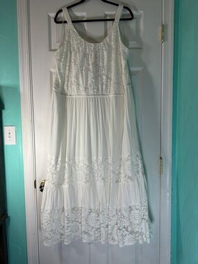 Lane Bryant Cream Lace Tiered Maxi Dress